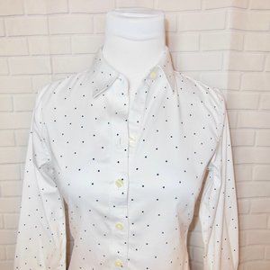 Banana Republic Polka Dot White Button Down xs 2